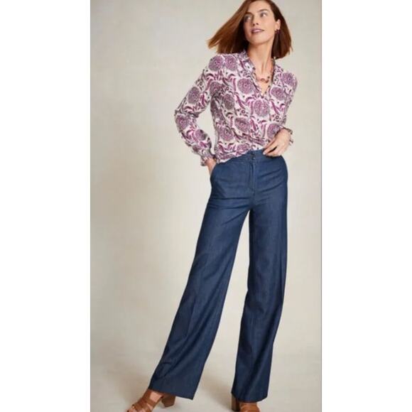Talbots Pants - Talbots Tailored Indigo Wide Leg Pants Blue Size 6